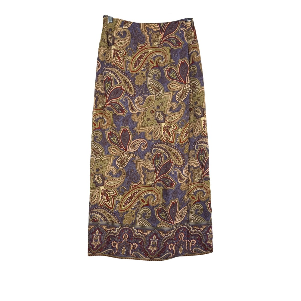 VTG Chelsea Campbell Silk Paisley Wrap Skirt Boho 90's Grunge 4 Grandmacore